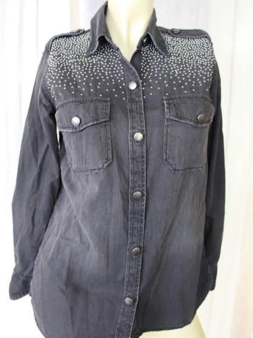 Current/Elliott Black Perfect Shirt with studs